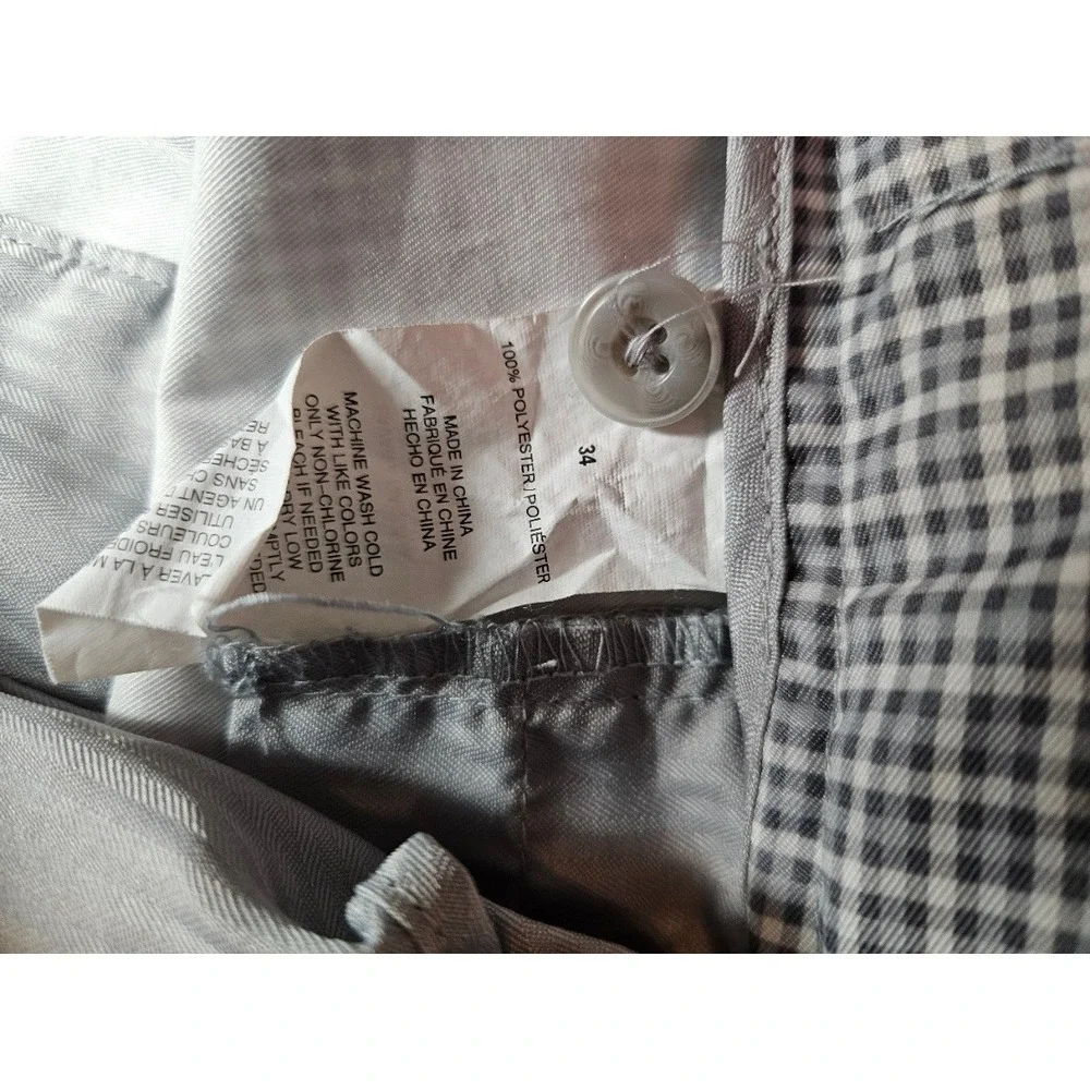 PGA Tour Mens Grey White Micro Check Golf Shorts Size 34 Performance Polyester